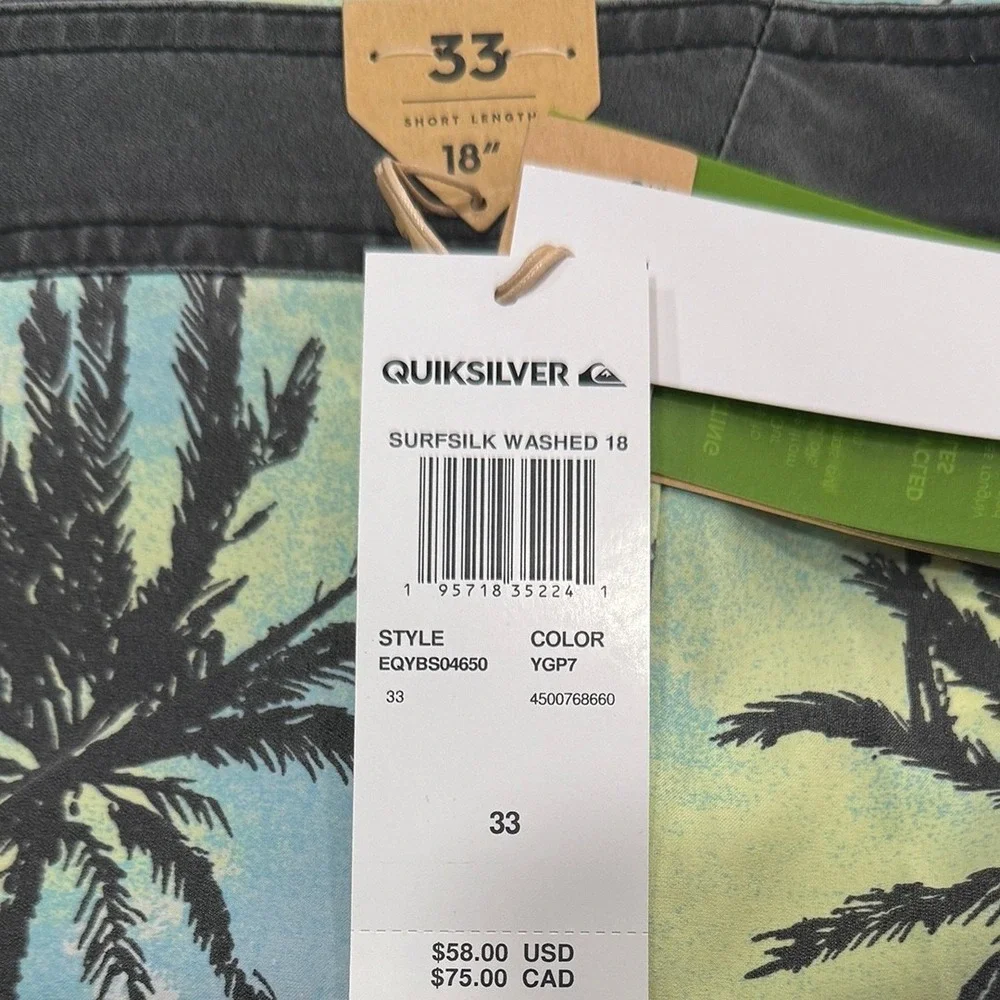 Quiksilver Surfsilk Washed 18 Board Shorts - NWT Mens Size 33 Multi - #49691-L8